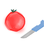 Bild: Tomate und Messer.